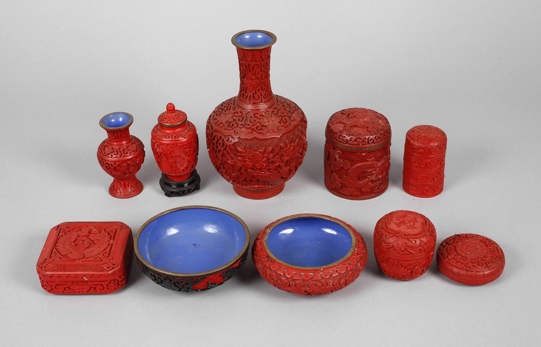 Konvolut Lackschnitzerei