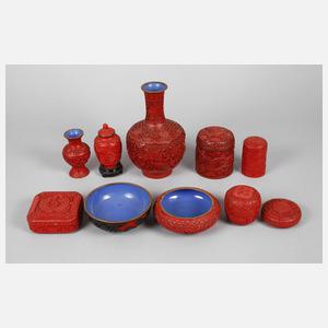 Konvolut Lackschnitzerei