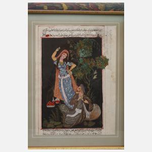 Zwei persische Miniaturmalereien