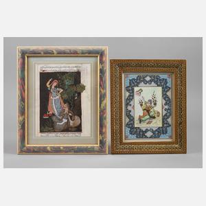 Zwei persische Miniaturmalereien