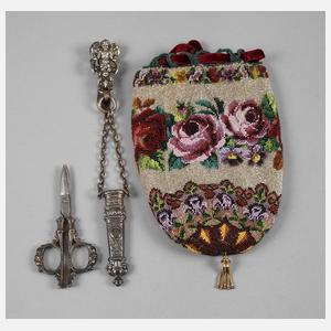 Perlbeutel und Nähutensilien