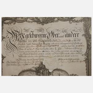 Urkunde Seifensiedergeselle Dresden 1798
