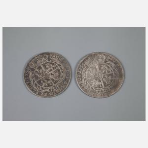 Zwei 18 Gröscher Sachsen/Polen