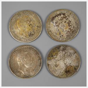 Konvolut 5 Mark-Stücke Kaiserreich