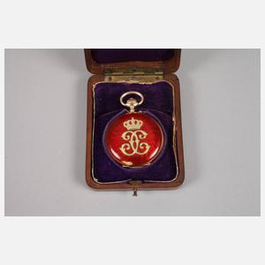 Feine Emailtaschenuhr Gold