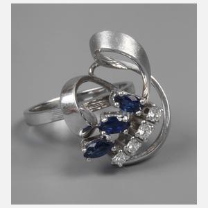Damenring mit Saphiren und Brillanten