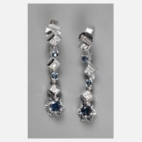 Paar Ohrringe mit Saphiren und Diamanten111