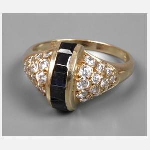Brillantring mit Saphir