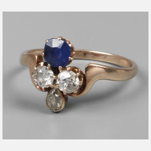 Damenring mit Saphir und Diamanten
