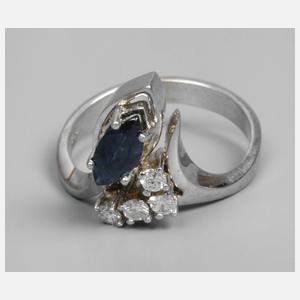 Damenring mit Saphir und Brillanten