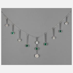 Diamantcollier mit Smaragd