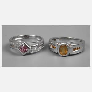 Paar Damenringe mit Steinbesatz