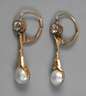 Paar Ohrhänger mit Diamanten und Perlen