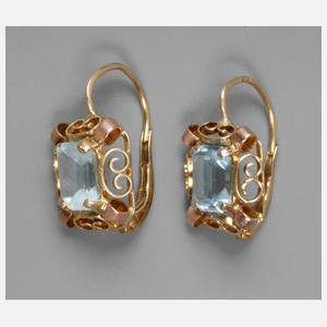Paar Ohrringe mit Aquamarinen