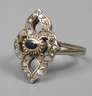 Biedermeierring mit Saphir und Diamanten
