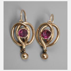 Paar Biedermeier Ohrringe mit Granaten