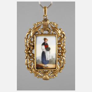 Brosche mit Porzellanmalerei