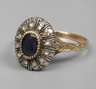 Historischer Damenring mit Saphir und Diamanten