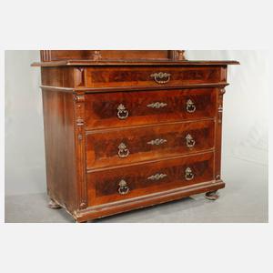 Schreibkommode mit Vitrinenaufsatz