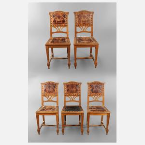 Fünf Lederstühle Jugendstil