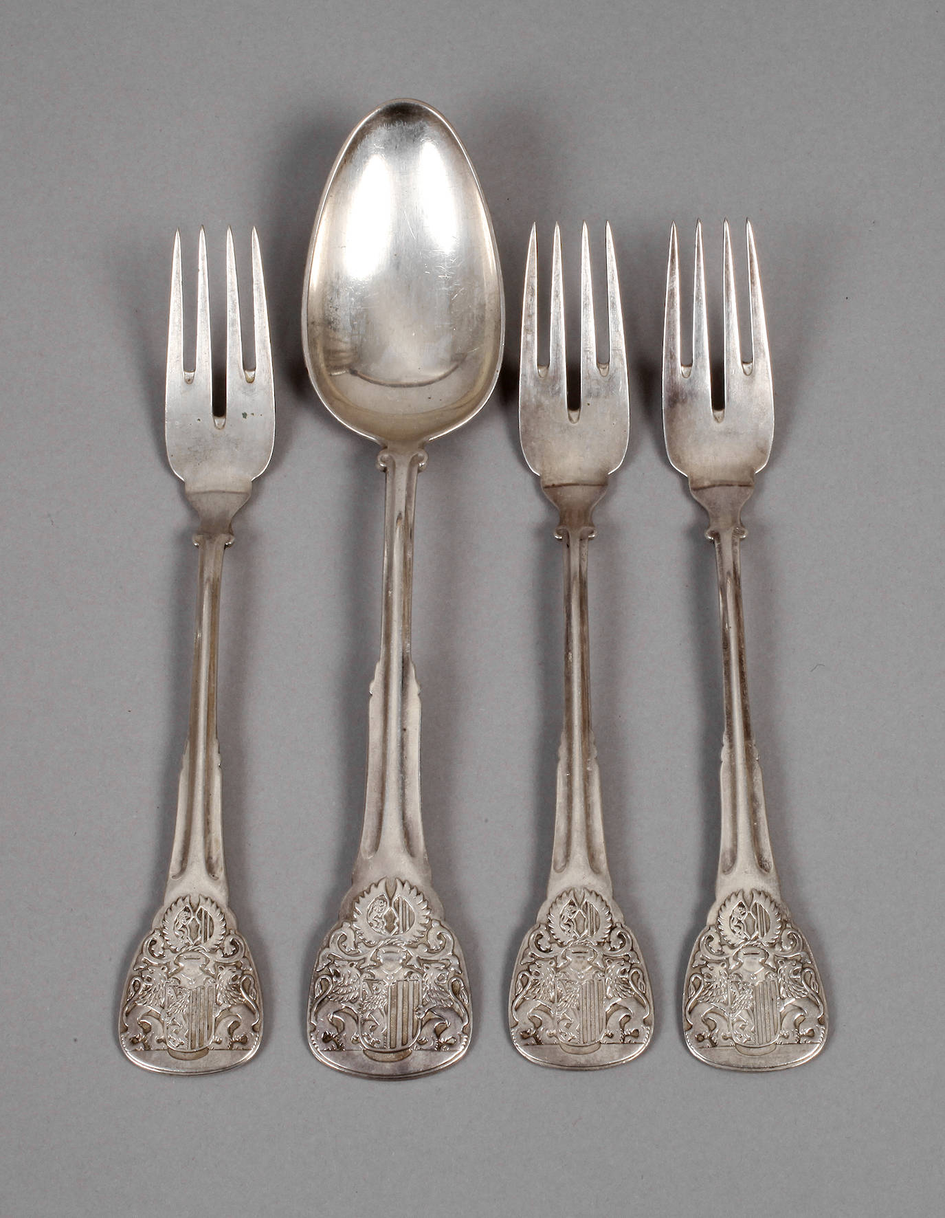 Vier Besteckteile aus dem ”Dresdner Ratssilber”