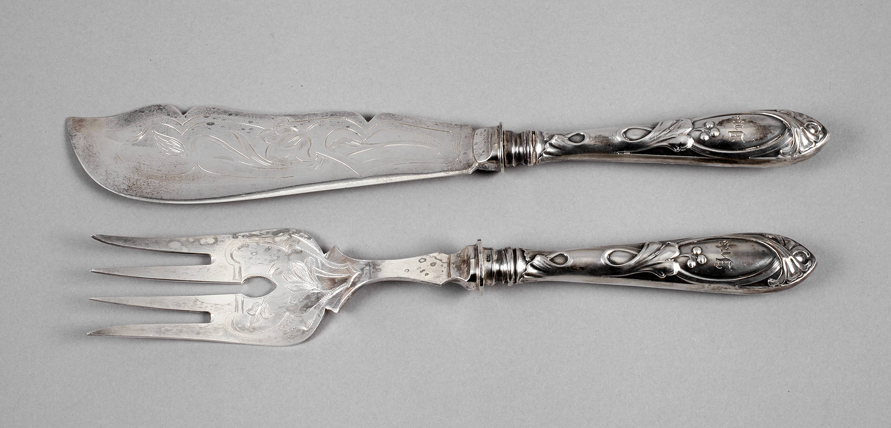 Silber Fischvorlegebesteck Jugendstil