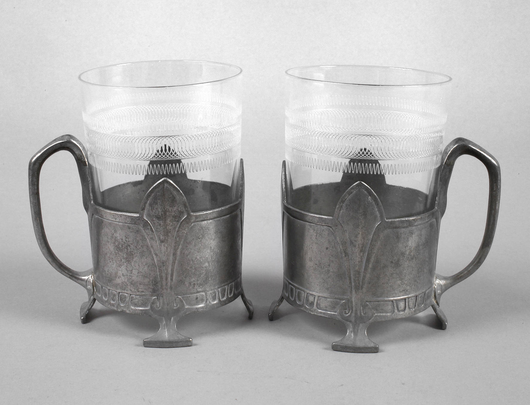 Zwei seltene Teeglashalter Albin Müller