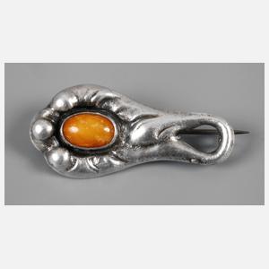 Brosche mit Bernsteinbesatz