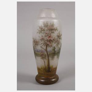 Daum Nancy Ätzglasvase Frühlingslandschaft