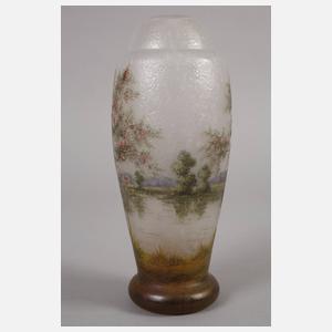 Daum Nancy Ätzglasvase Frühlingslandschaft