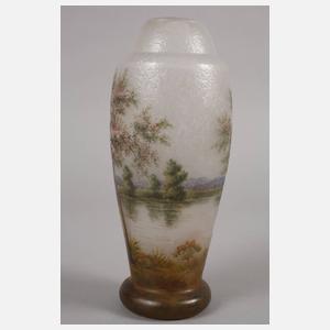 Daum Nancy Ätzglasvase Frühlingslandschaft