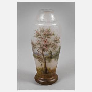 Daum Nancy Ätzglasvase Frühlingslandschaft