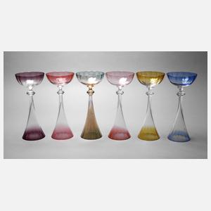 Sechs Trinkgläser Jugendstil