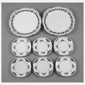 Burgau zwei Platten und sechs Unterteller