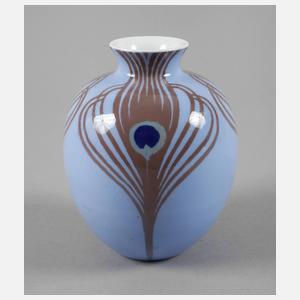 Meissen Jugendstilvase mit Pfauenfederdekor