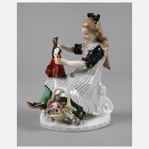 Meissen ”Mädchen mit Puppe und Blumenkorb”