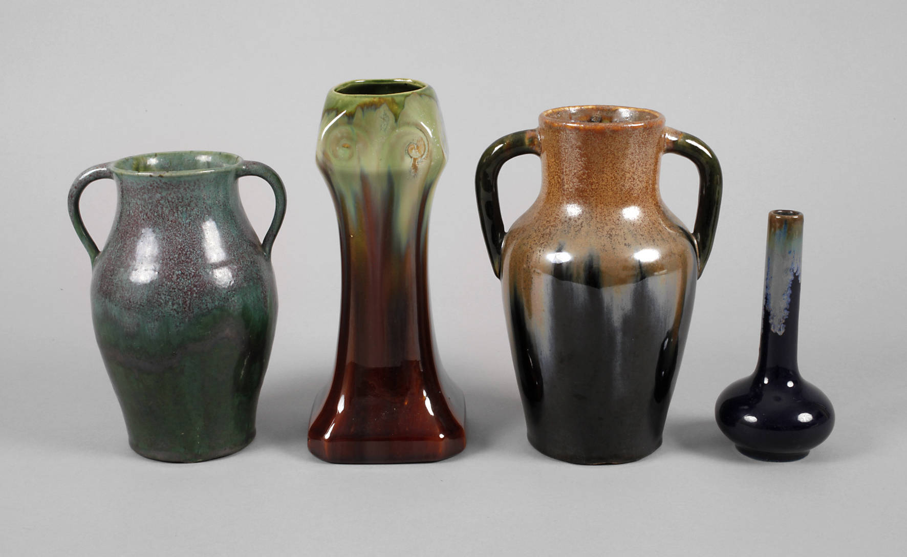 Vier Laufglasurvasen Jugendstil