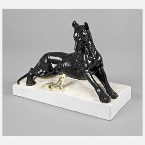 Goldscheider Wien Hund und Echse