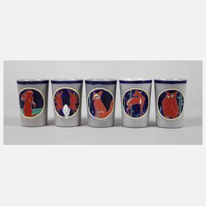 Ludwig Hohlwein fünf Trinkbecher