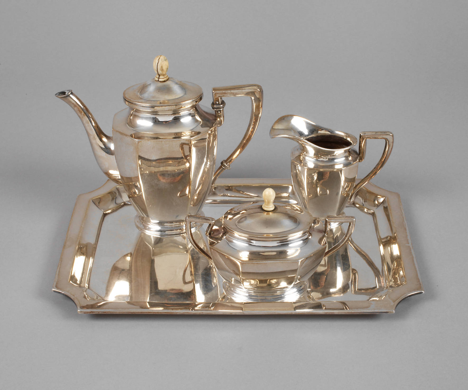 Silber Mokkaset Art déco