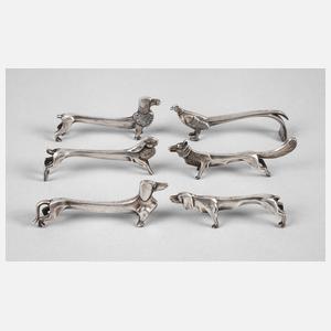 Sechs Messerbänkchen Art déco