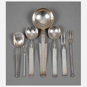 Sieben Besteckteile Art déco