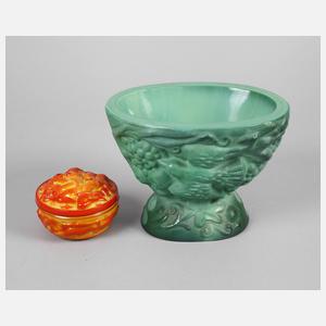 Gablonz Schale und Deckeldose