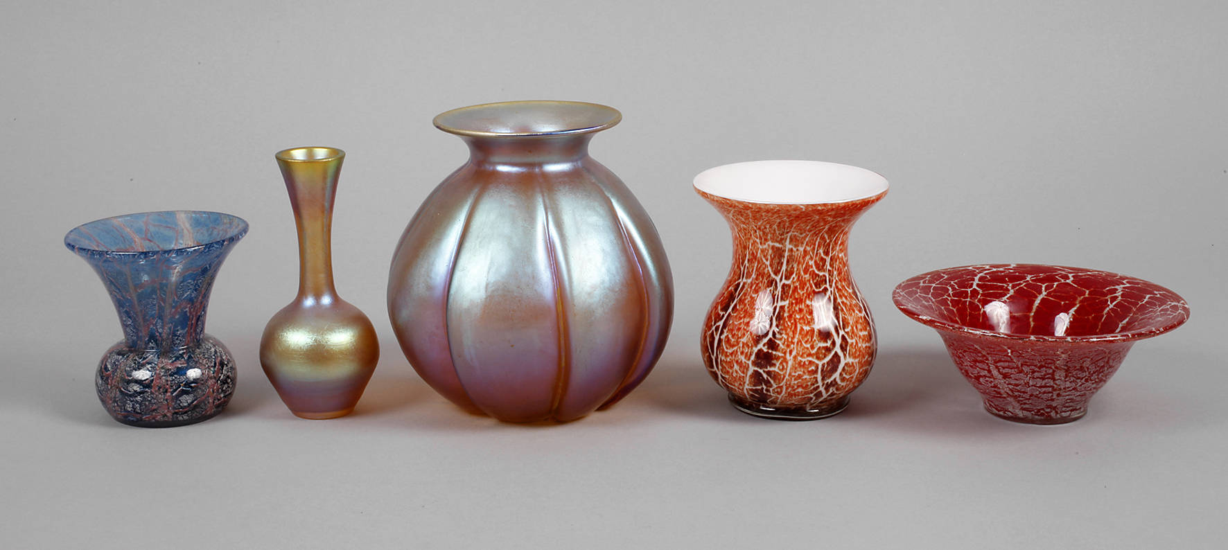 WMF Geislingen vier Vasen und eine Schale