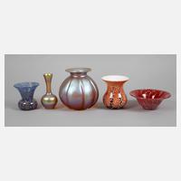 WMF Geislingen vier Vasen und eine Schale111