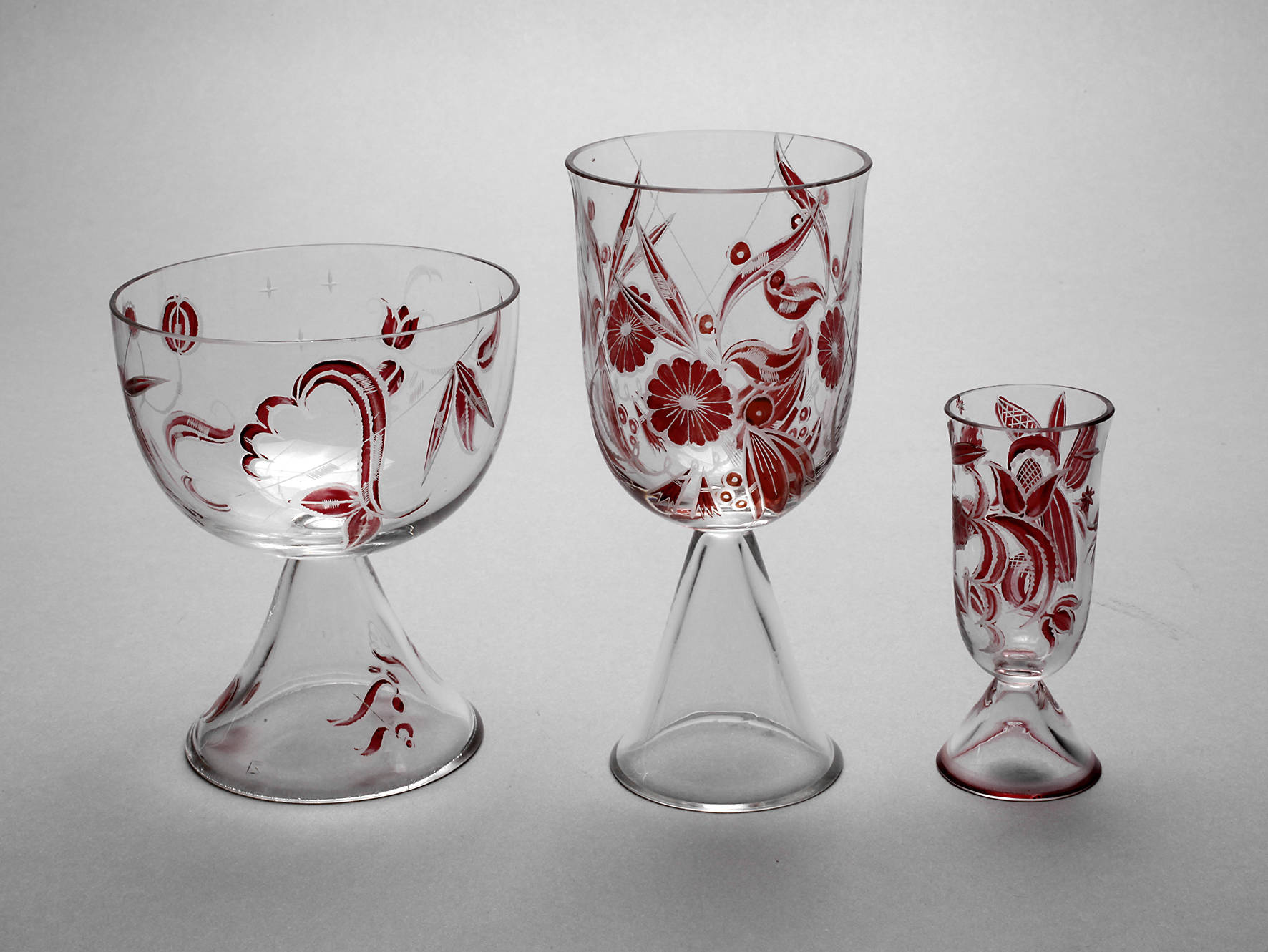 Glasfachschule Zwiesel drei Ziergläser