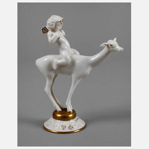 Hutschenreuther Art déco-Figur Putto auf Reh