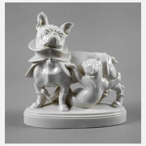 Schwarzburger Werkstätten Mops mit Katze