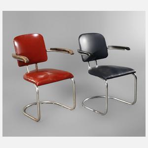 Paar Armlehnstühle Stahlrohr