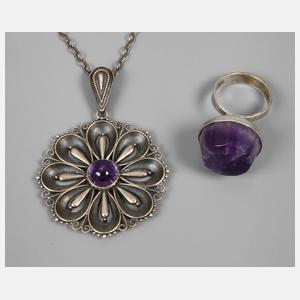 Paar Schmuckstücke mit Amethyst